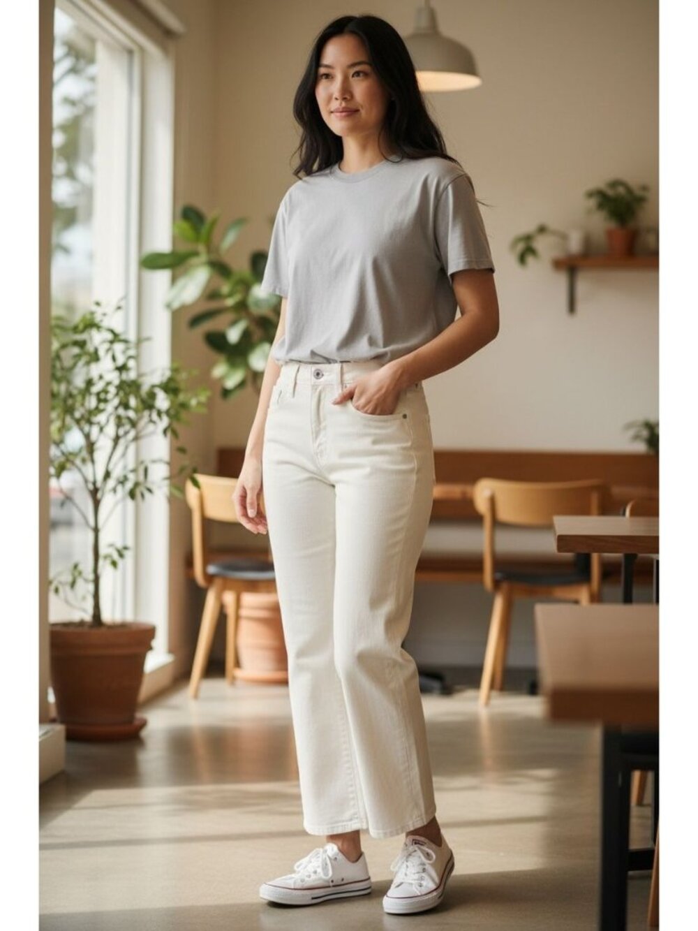 Madewell Womens 27 High-Rise Off-White Denim Jeans Classic Straight-Leg Stretch